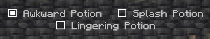 Step 1: Select potion type in Minecraft